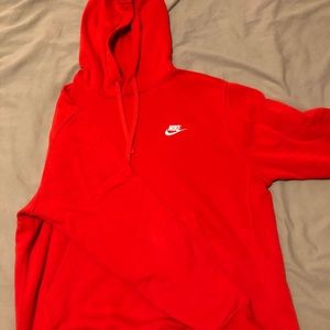 Nike Red Fleece Sportswear Club Hoodie (medium)